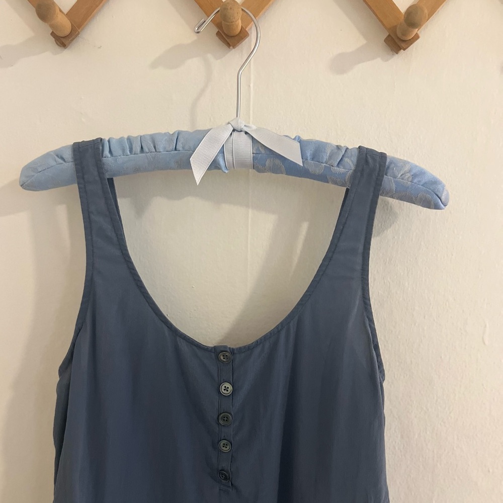 Everlane Silk Blue Button-Front Sleeveless Top